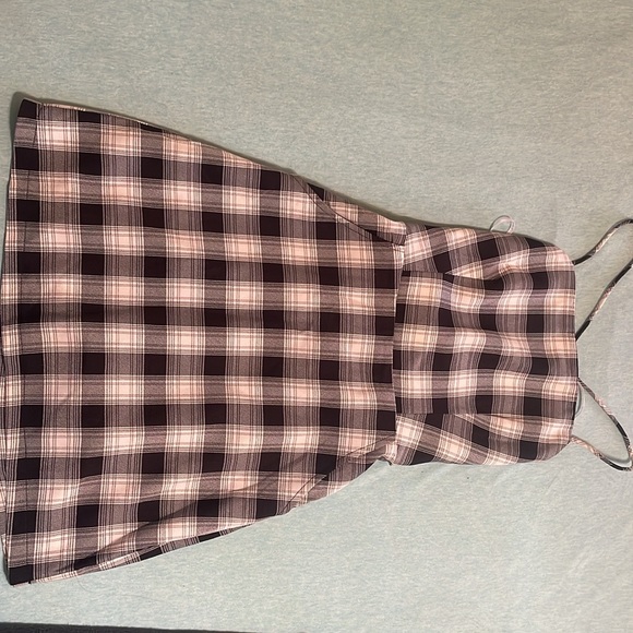 Lulus Black Plaid Lace-Up Mini Dress With Pockets 🖤🤍 - Picture 4 of 4